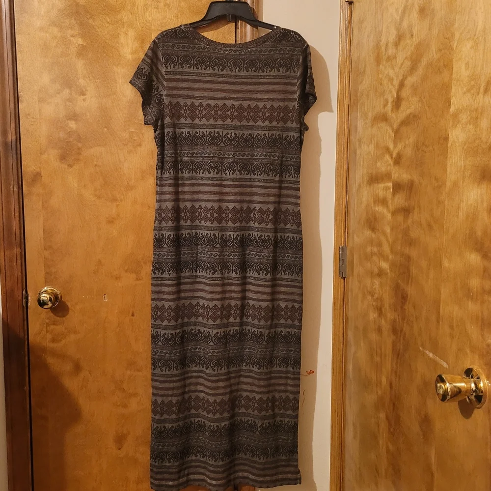 Peruvian Connection Womens Cotton Jersey Midi  Tribal Stripe Dress Large - Picture 6 of 13